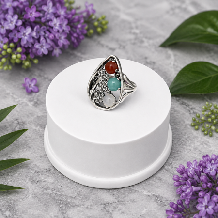 Серебряное кольцо  Карамель 